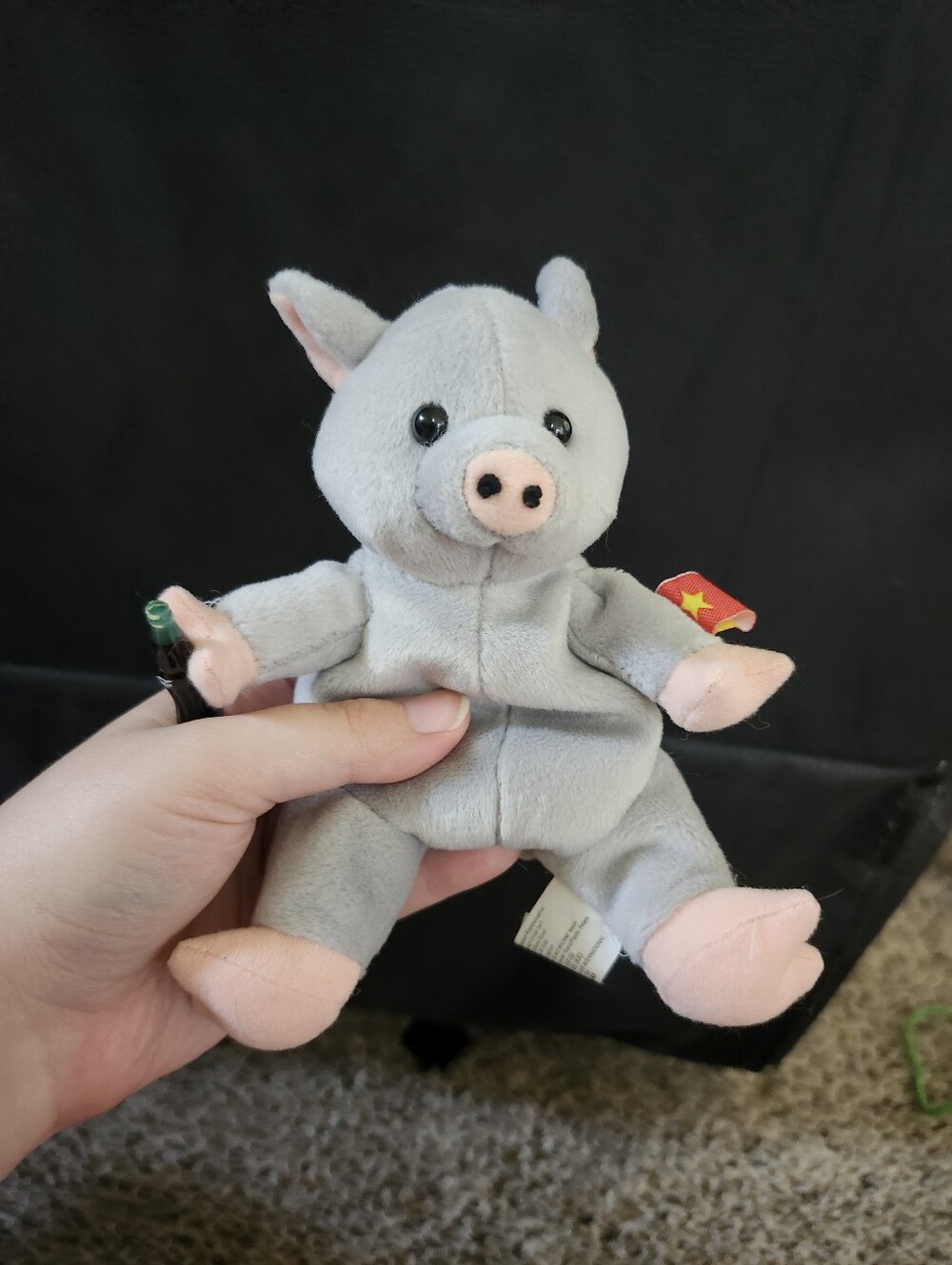 Coca Cola Gray and Pink Plush Pig Small Toy